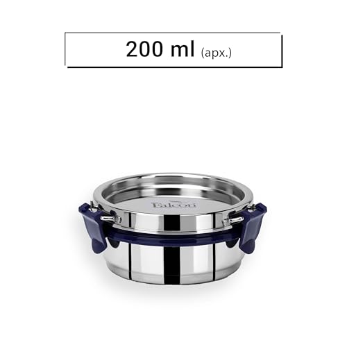 PDDFALCON EcoNxt Stainless Steel Lunch Box Set, Airtight Lid, Easy to Clean,100% Leakproof With BIS Certified, Jindal Seal & Made In India Perfect for Office, School, Travel, Blue(200ml+500ml Tall) - Image 2