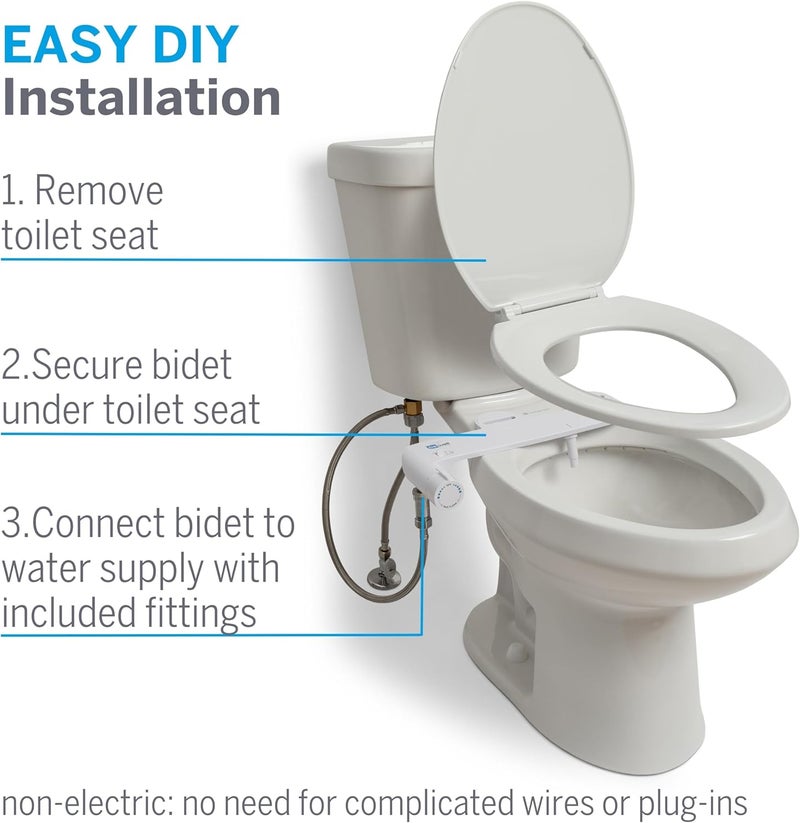 Waterpik BeWell Bidet Attachment BDT001 NonElectric Water Spray Angle and Adjustable Pressure SelfCleaning Easy DIY Installation Toilet Seat Sprayer White - Image 5