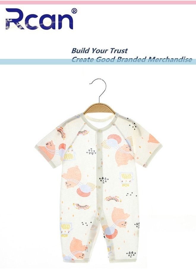 Rcan Baby Cotton Onesie Bodysuit, Cartoon Print Newborn Short-Sleeved Bodysuit, Loose and Soft One-Piece Crawler Suit for Baby Unisex  - Image 1
