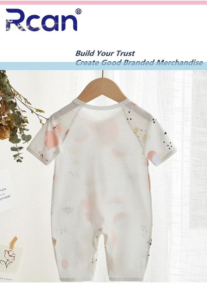 Rcan Baby Cotton Onesie Bodysuit, Cartoon Print Newborn Short-Sleeved Bodysuit, Loose and Soft One-Piece Crawler Suit for Baby Unisex  - Image 2