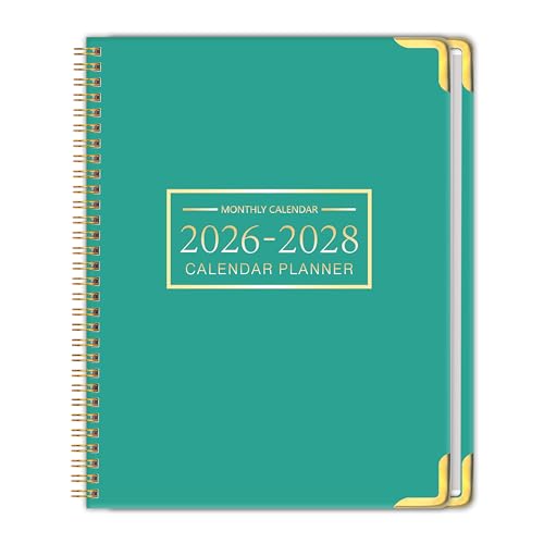 KAICN Monthly Planner 2026-2028, Hardcover 3 year calendar 2026-2027-2028 Calendar Book from Jan 2026 - Dec 2028, 9“ x 11”, Spiral Bound,Organizer for Office, School, and Home,Lake Green - Image 1