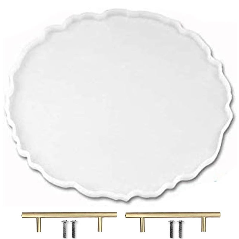 ResinWorld 13 inches Large Silicone Tray Mold, Big Geode Silicone Mold for Resin, Irregular Shaped Round Resin Geode Tray Molds for Making Resin Craft DIY Home Decoration - Image 1