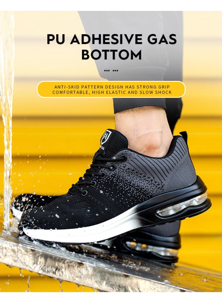 أحذية أمان رجالية ذات أصابع فولاذية، خفيفة الوزن ومريحة، مقاومة للثقب ومقاومة للانزلاق، مقاومة للتآكل ومتينة، مريحة لفترات طويلة من الوقوف، خفيفة الوزن وجيدة التهوية، أحذية عمل يمكن ارتداؤها أيضًا كأحذية رياضية عصرية. - Image 5
