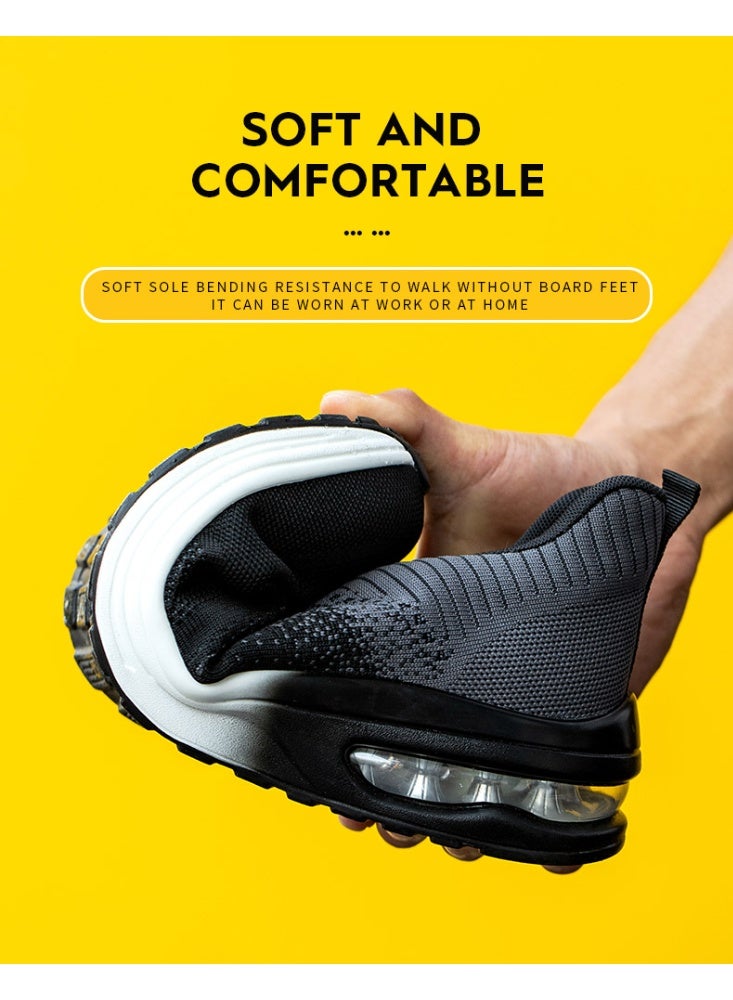 أحذية أمان رجالية ذات أصابع فولاذية، خفيفة الوزن ومريحة، مقاومة للثقب ومقاومة للانزلاق، مقاومة للتآكل ومتينة، مريحة لفترات طويلة من الوقوف، خفيفة الوزن وجيدة التهوية، أحذية عمل يمكن ارتداؤها أيضًا كأحذية رياضية عصرية. - Image 4