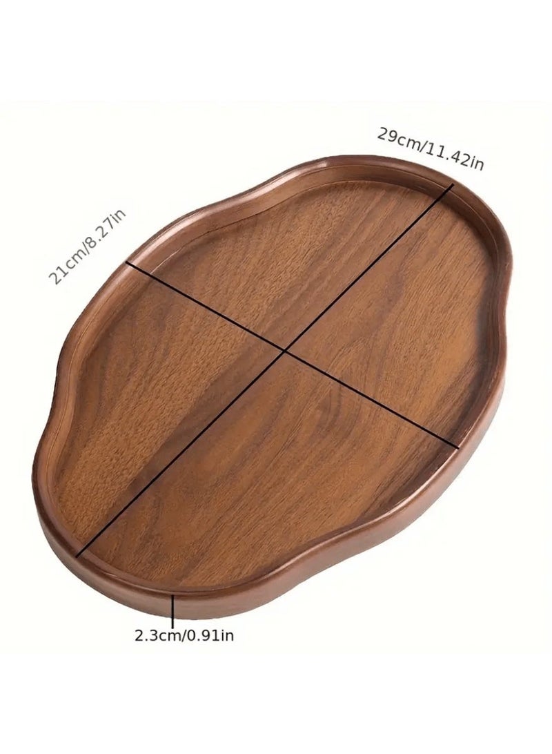 Vintage Chinese Style Solid Wood & Bamboo Tea Serving Tray with Lid – Irregular Design Decorative Tray with Natural Wood Grain – Heavy-Duty Large Capacity for Tea, Coffee, Desserts & Fruit – Elegant Home, Living Room, Kitchen, Office, Restaurant & Hotel Tea Party Display (Non-Food Direct Contact) - Image 5