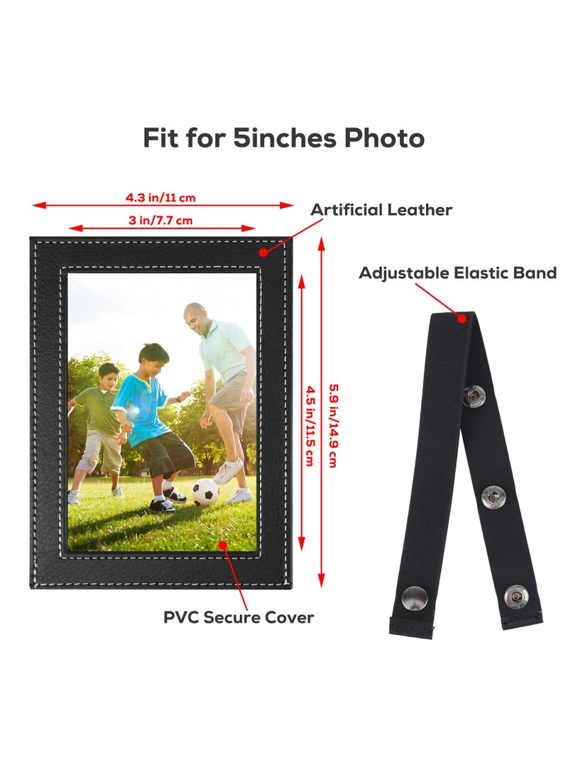 Artificial Leather Car Visor Picture Frames Fits 5-inch(3.5 x 5) Photo Frame for Car Displays Your Photographs Both Vertically and Horizontally (Black, 1 pcs) - Image 2