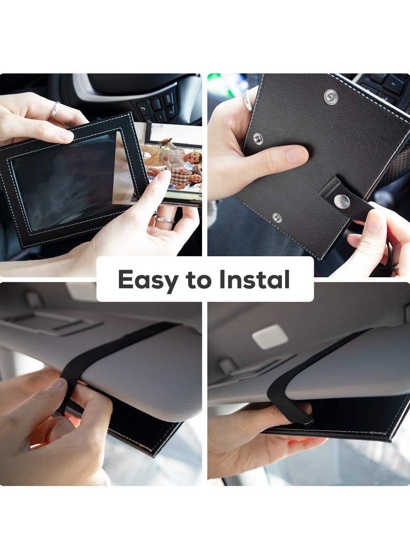 Artificial Leather Car Visor Picture Frames Fits 5-inch(3.5 x 5) Photo Frame for Car Displays Your Photographs Both Vertically and Horizontally (Black, 1 pcs) - Image 4