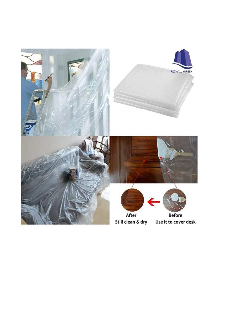 Generic - Painters Polythene Sheet Plastic Drop Cloths Sheet, Waterproof Anti-dust Furniture Cover, Disposable Tarp for Painting for Couch Cover and Furniture Cover (500G x 9 Meter) - Image 1