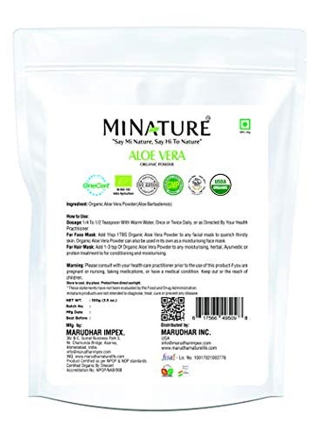 minature Aloe Vera Powder by mi Nature | Aloe Barbadensis | USDA Organic| 100g (3.5 oz) | Vegan, Non -GMO - Image 2