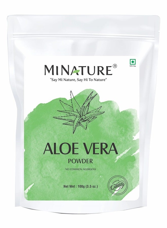 minature Aloe Vera Powder by mi Nature | Aloe Barbadensis | USDA Organic| 100g (3.5 oz) | Vegan, Non -GMO - Image 1