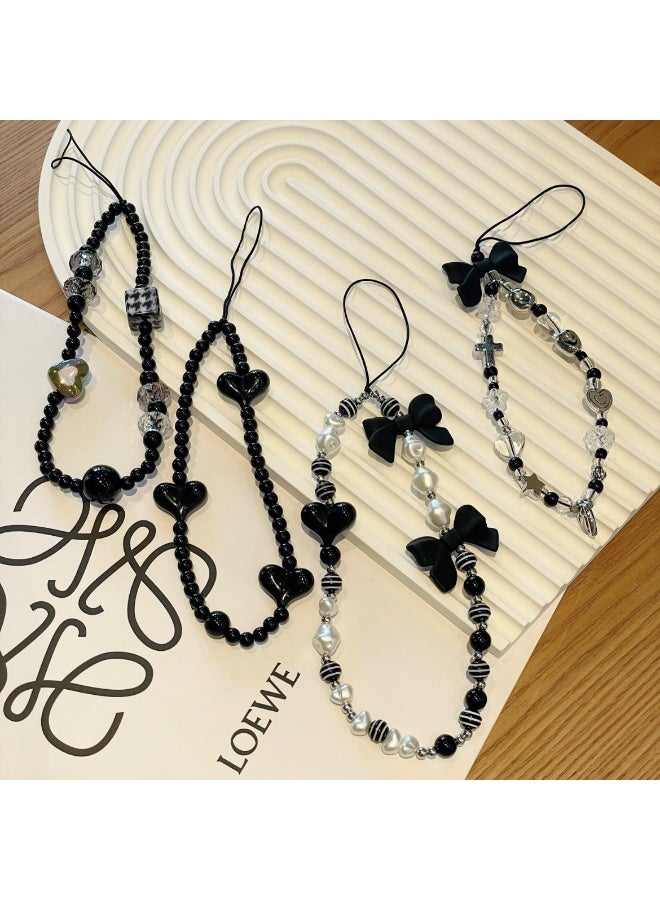 NIBEMINENT Beaded Phone Lanyard, Anti Lost Removable Wrist Strap, Cartoon Handcrafted Bead Stringing Bracelet Pendant, Phone Keychain Lanyard - Image 2