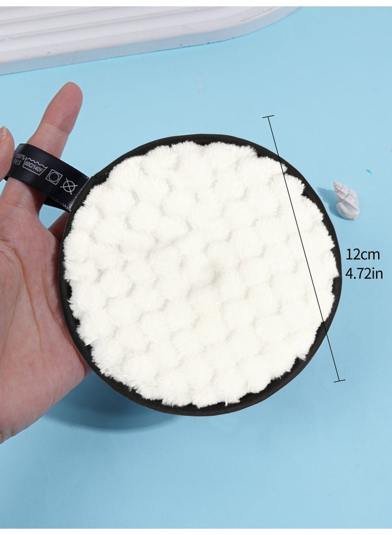 MAANGE 3Pcs Round Makeup Remover Pads Reusable Soft And Washable Facial Cleansing Cotton Balls And Makeup Remover Puffs Made Of Microfiber Multi-Functional Makeup Removal Tool (White) - Image 5