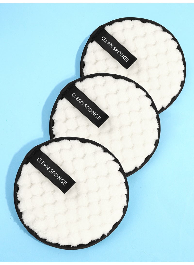 MAANGE 3Pcs Round Makeup Remover Pads Reusable Soft And Washable Facial Cleansing Cotton Balls And Makeup Remover Puffs Made Of Microfiber Multi-Functional Makeup Removal Tool (White) - Image 4