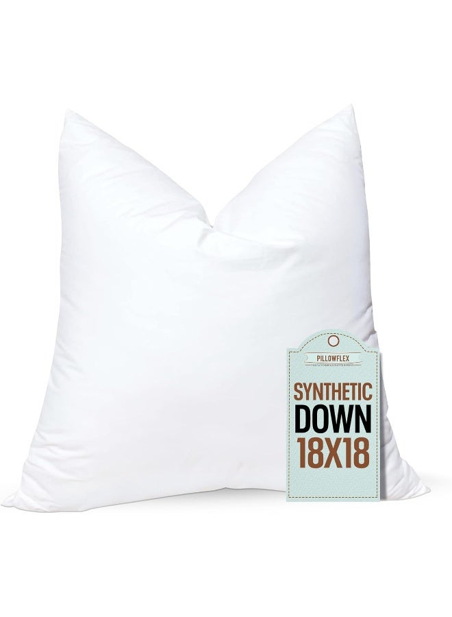 Pillowflex Synthetic Down Pillow Insert  18x18 Down Alternative Ultra Soft Throw Pillow Couch Sham Bed Sleeping Accent Pillow  1 Decorative Accent Form - Image 3
