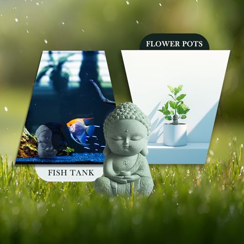 FENGSHUI-CAISHEN Little Buddha, Sakyamuni Buddha Statue - Handmade Stone for Meditating Zen Fish Aquarium Tank Desktop Decor, Baby Buddha Figurine, Buddha Statue Indoor, Buddha Statue Outdoor, Buddha Statues for Home - Image 3