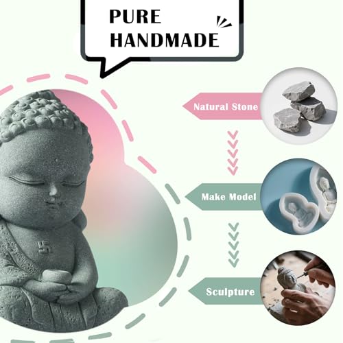 FENGSHUI-CAISHEN Little Buddha, Sakyamuni Buddha Statue - Handmade Stone for Meditating Zen Fish Aquarium Tank Desktop Decor, Baby Buddha Figurine, Buddha Statue Indoor, Buddha Statue Outdoor, Buddha Statues for Home - Image 5