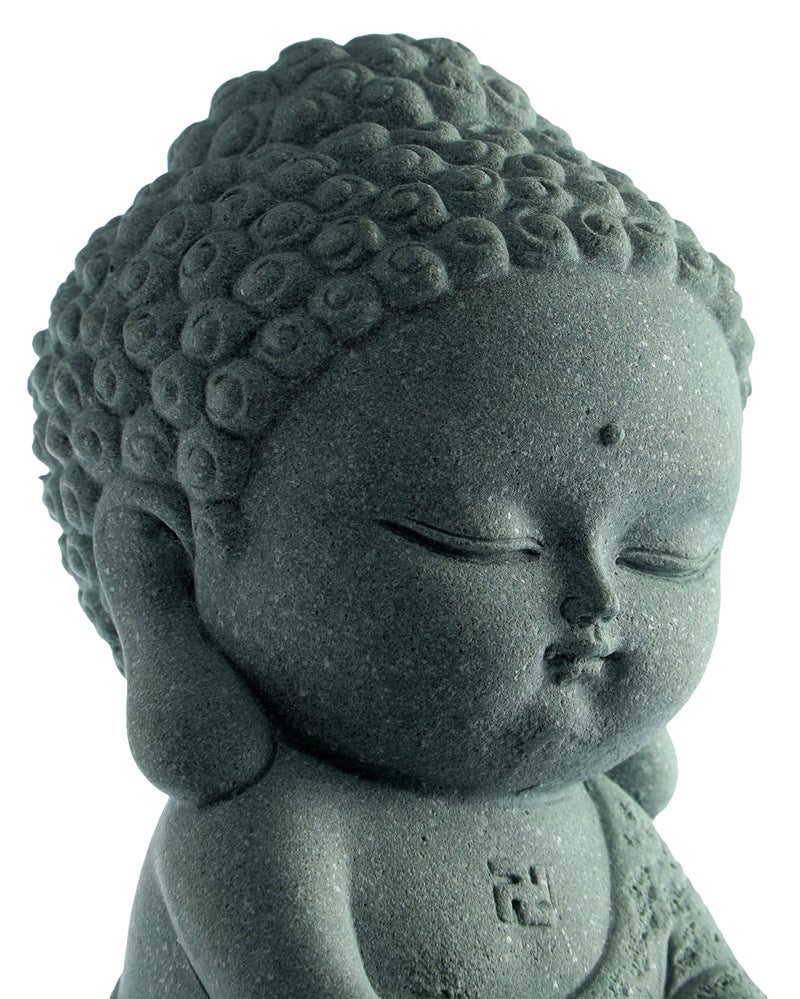 FENGSHUI-CAISHEN Little Buddha, Sakyamuni Buddha Statue - Handmade Stone for Meditating Zen Fish Aquarium Tank Desktop Decor, Baby Buddha Figurine, Buddha Statue Indoor, Buddha Statue Outdoor, Buddha Statues for Home - Image 1