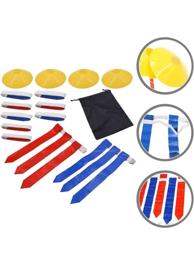 BESPORTBLE 1 Set Sports Flag Football Set Player Flag Football Belts Triple Flag Rugby Belt with 4 Cones for Youth and Adults Training Equipment - Image 1