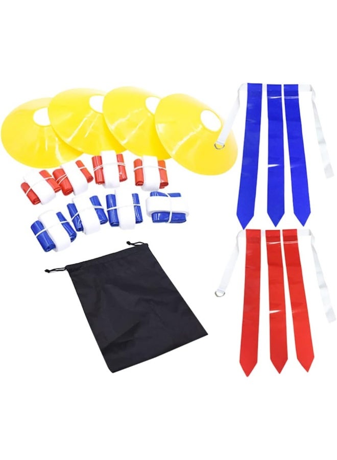BESPORTBLE 1 Set Sports Flag Football Set Player Flag Football Belts Triple Flag Rugby Belt with 4 Cones for Youth and Adults Training Equipment - Image 3