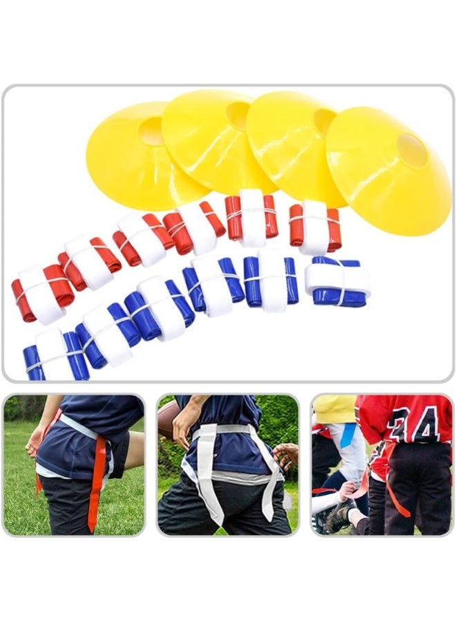 BESPORTBLE 1 Set Sports Flag Football Set Player Flag Football Belts Triple Flag Rugby Belt with 4 Cones for Youth and Adults Training Equipment - Image 2