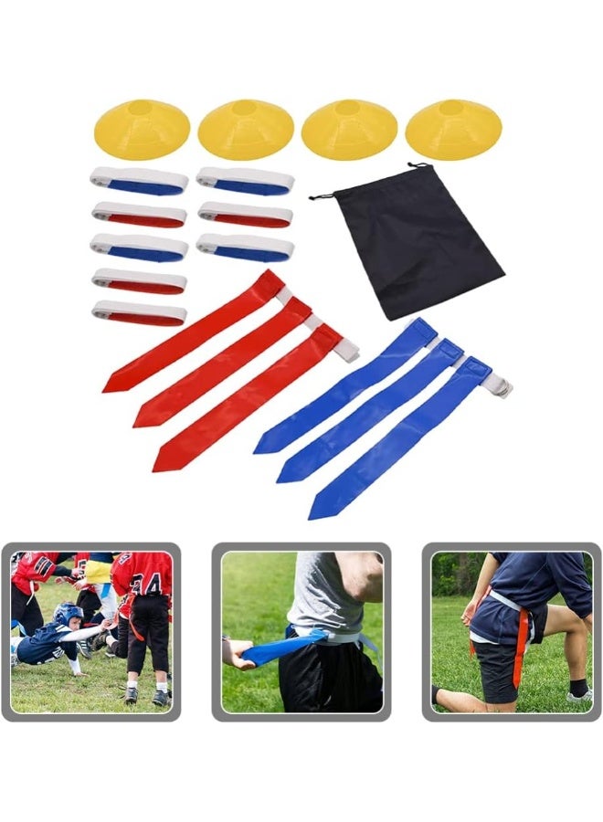 BESPORTBLE 1 Set Sports Flag Football Set Player Flag Football Belts Triple Flag Rugby Belt with 4 Cones for Youth and Adults Training Equipment - Image 4