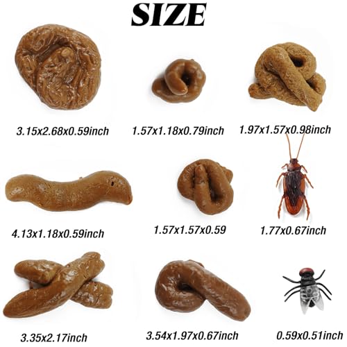 ROYHOO 47PCS Fake Poo Kit Realistic Fake Turd Prank Floating Poo Fake Dog Poop Toys with Fake Cockroaches and Fake Fly for Halloween April Fools Day Prank Party Supplies - Image 5