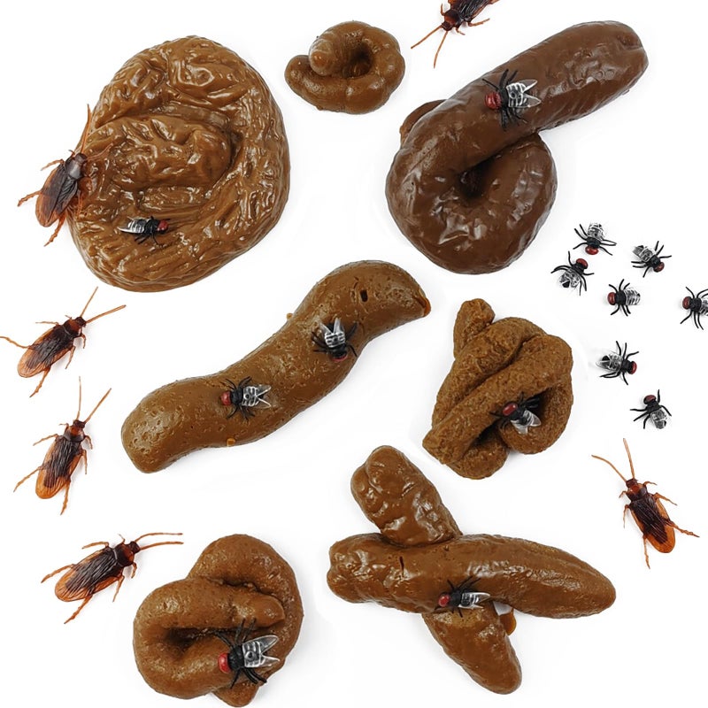 ROYHOO 47PCS Fake Poo Kit Realistic Fake Turd Prank Floating Poo Fake Dog Poop Toys with Fake Cockroaches and Fake Fly for Halloween April Fools Day Prank Party Supplies - Image 3