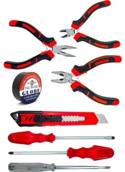 Hesaplı Hırdavat Affordable Hardware Eco Mini Side Cutters Pliers Control Pen Phillips and Flat Screwdrivers Tape 8-Piece Repairman Set 