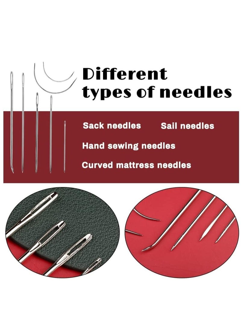 SYOSI - Waxed Thread 32 Yards with 7 pcs Leather Hand Sewing Needles, Flat Sewing Waxed Thread for Home Upholstery Carpet Leather Sewing Waxed Thread Cord Leather Craft DIY Grey - Image 1