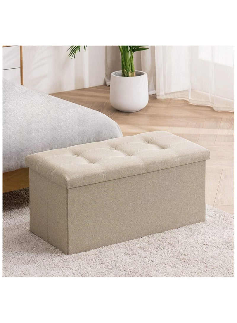 مقعد عثماني تخزين قابل للطي لغرفة المعيشة ، مقعد تخزين 30 بوصة مع مقعد مبطن لمدخل غرفة النوم ، يحمل ما يصل إلى 350 رطلاً - Image 1