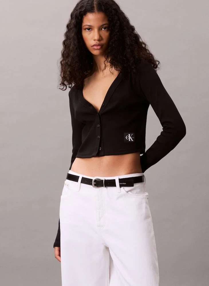 Calvin Klein Jeans  Cropped Ribbed Cotton Cardigan for Women | Best Price UAE