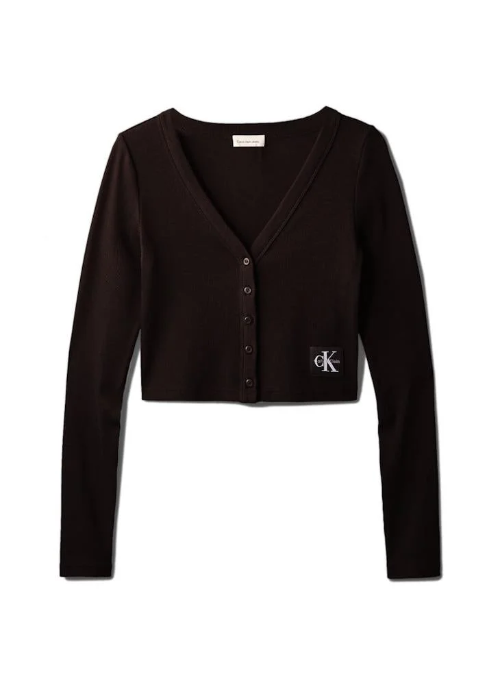 Calvin Klein Jeans  Cropped Ribbed Cotton Cardigan for Women | Best Price UAE