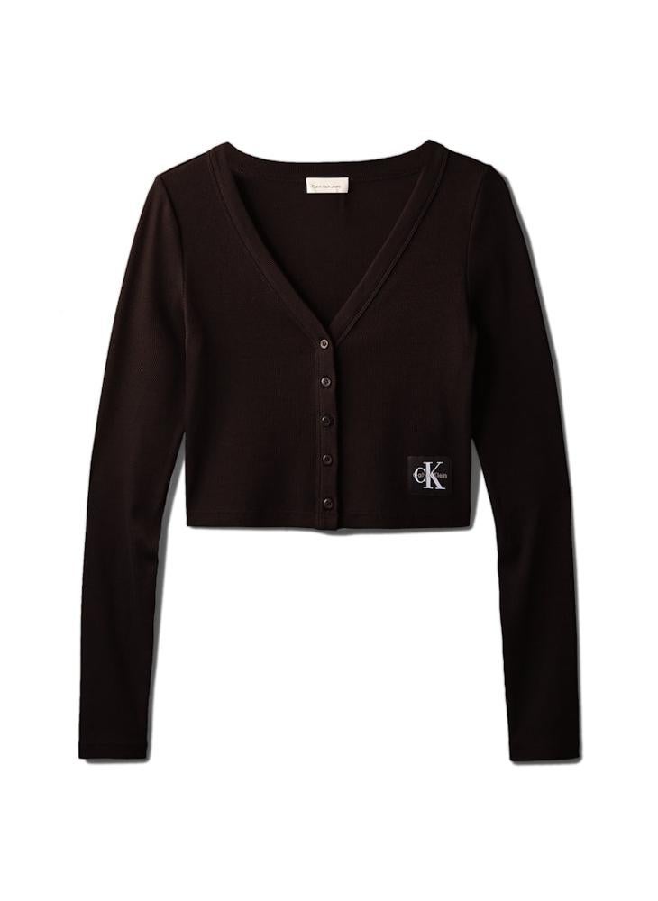 Calvin Klein Jeans Cropped Ribbed Cotton Cardigan - Image 5