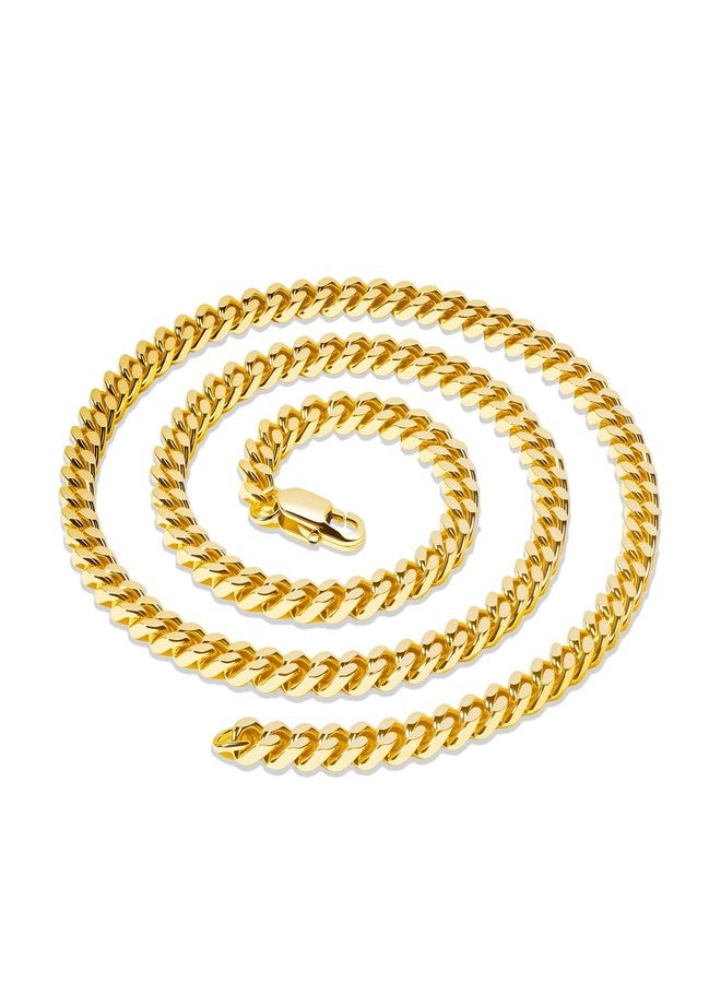 OLARCU قلادة سلسلة ميامي الكوبية للرجال من OLARCU، 5MM، 18K ذهب، فضة، فولاذ مقاوم للصدأ، بطول 20 بوصة (الطول المتوسط للرجال) - Image 1