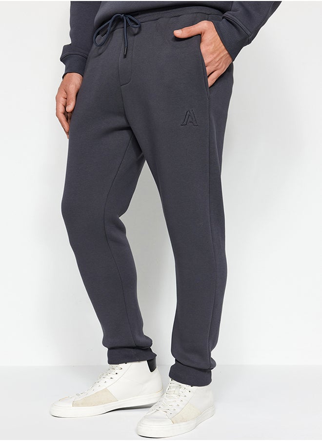 trendyol Anthracite Men's Regular/Regular Cut, Letter Embroidered Sweatpants.  - Image 1