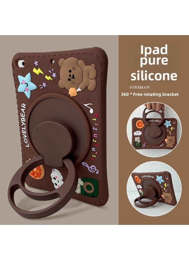Apple Tablet Protective Cover Ipad10/silicone Mini1/2/3 Soft Pro4/5air Generation Shell-Color:360 Spin-Clouds Brown Bear-Applicable Model:matepad 11 [10.95 Inch]]  - Image 1