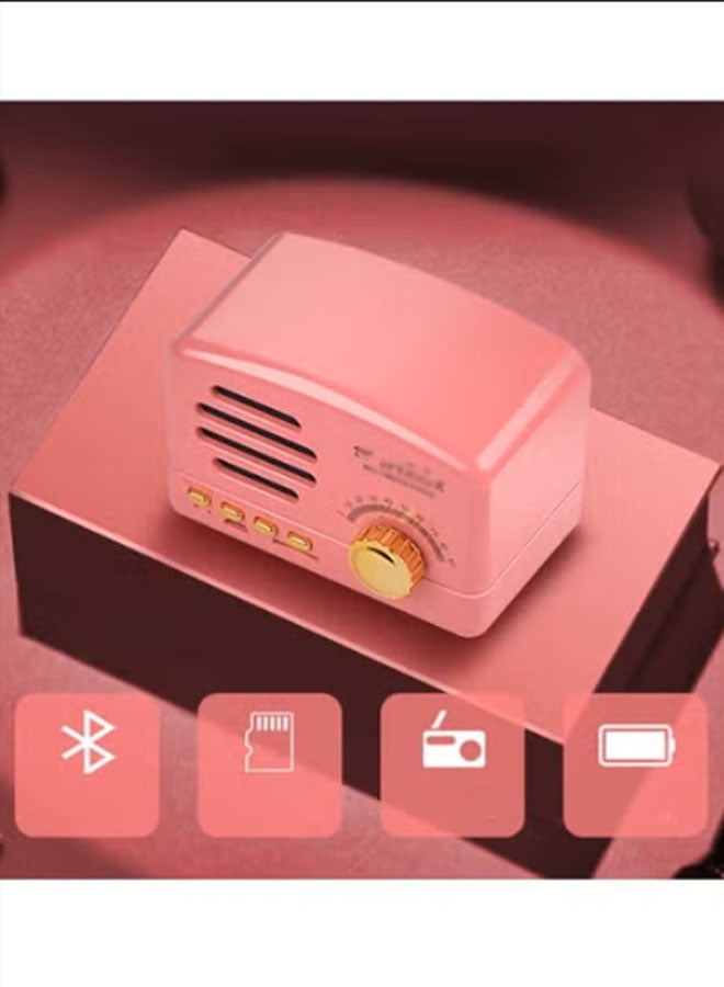 نيوترل مكبر صوت بلوتوث صغير رجعي صغير الحجم وسهل الحمل، مثالي للاستماع إلى الموسيقى والرد على المكالمات. مثالي لحفلات أعياد الميلاد والعشاء في الهواء الطلق والحفلات والمناسبات المماثلة. (وردي) - Image 2