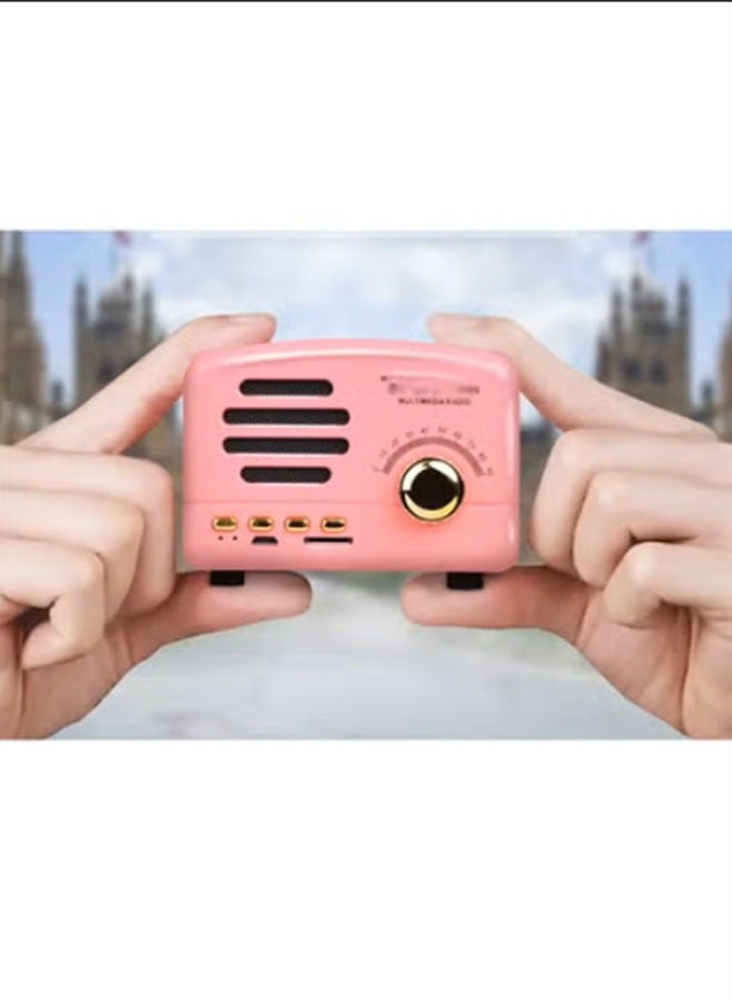 نيوترل مكبر صوت بلوتوث صغير رجعي صغير الحجم وسهل الحمل، مثالي للاستماع إلى الموسيقى والرد على المكالمات. مثالي لحفلات أعياد الميلاد والعشاء في الهواء الطلق والحفلات والمناسبات المماثلة. (وردي) - Image 3