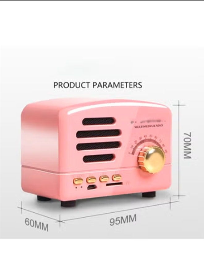 نيوترل مكبر صوت بلوتوث صغير رجعي صغير الحجم وسهل الحمل، مثالي للاستماع إلى الموسيقى والرد على المكالمات. مثالي لحفلات أعياد الميلاد والعشاء في الهواء الطلق والحفلات والمناسبات المماثلة. (وردي) - Image 4