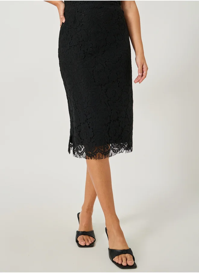 ستايلي Lace Pencil Midi Skirt with Lining