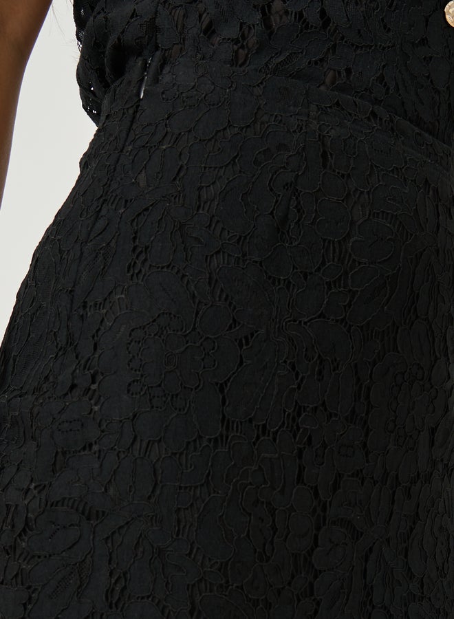Styli Lace Pencil Midi Skirt with Lining  - Image 3