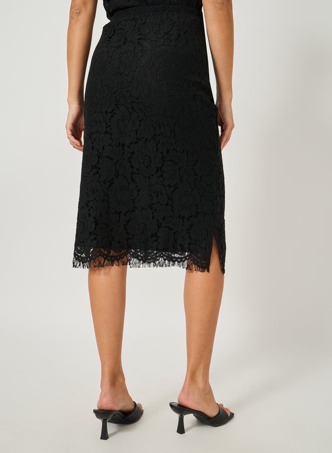 Styli Lace Pencil Midi Skirt with Lining  - Image 5