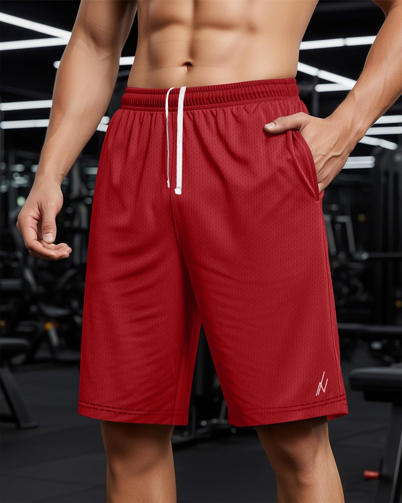 NY Threads 3 Pack Men's Athletic Shorts Quick Dry Lightweight Workout Running Gym Shorts with Pockets, Medium, Black/Dark Grey/Red - Image 3