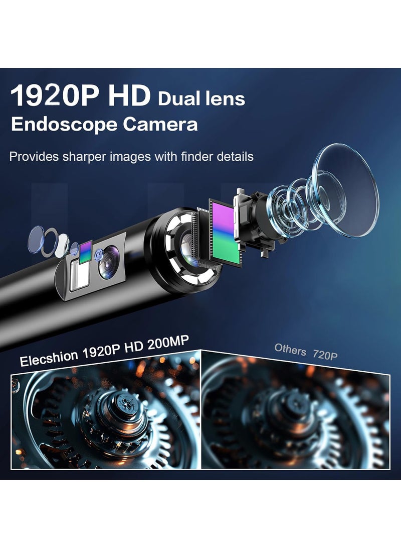 Generic Dual Lens Endoscope, 1920x1440P HD Dual Lens Waterproof Industrial Inspection Camera with 8+1 Adjustable LED Lights, 16.5FT/5M Semi-Rigid Cable, Compatible with Android, iPhone, iPad  - Image 2