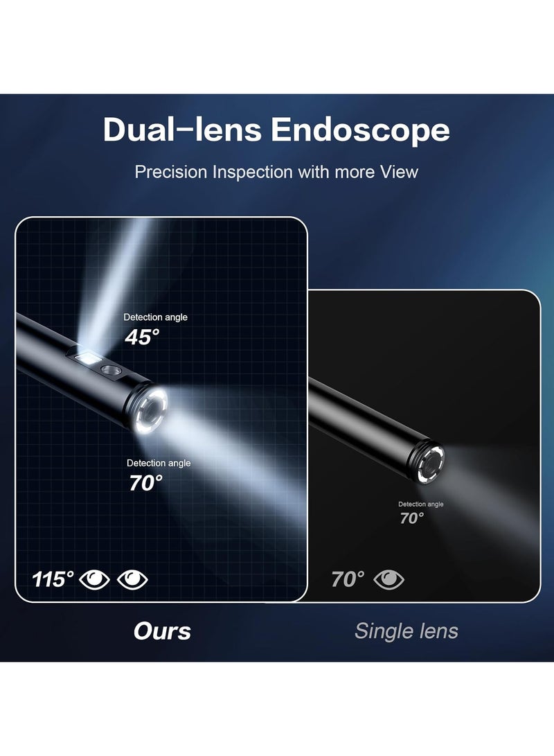 Generic Dual Lens Endoscope, 1920x1440P HD Dual Lens Waterproof Industrial Inspection Camera with 8+1 Adjustable LED Lights, 16.5FT/5M Semi-Rigid Cable, Compatible with Android, iPhone, iPad  - Image 3