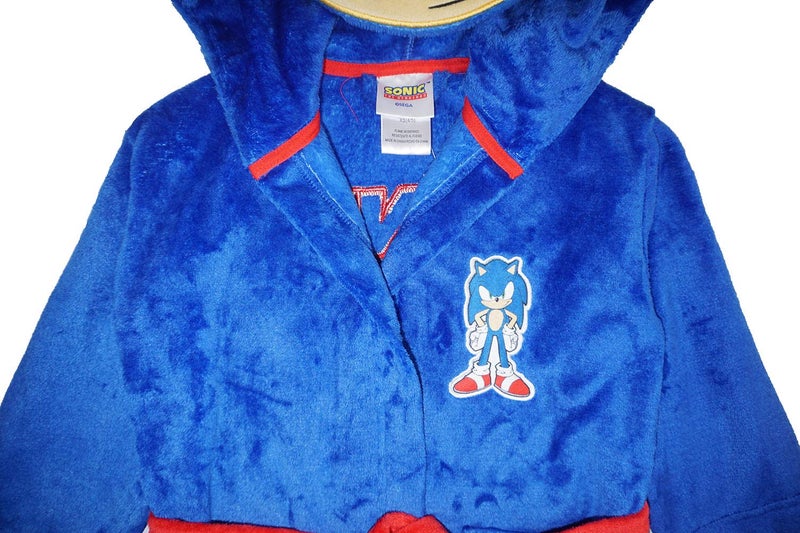 Sonic The Hedgehog Boy's Costume Plush Fleece Robe, Sonic Blue, 8 - Image 3