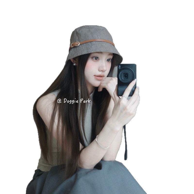Women's Simple Bucket Hat with Belt Buckle - Sun Protection - Image 5