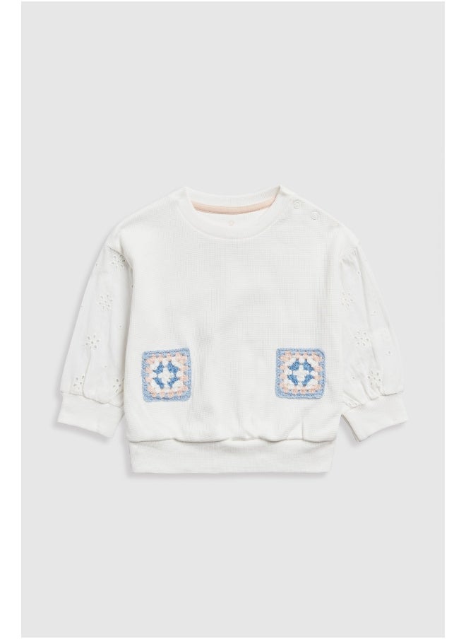 mothercare بلوزة وافل سويت مع كروشيه  - Image 1