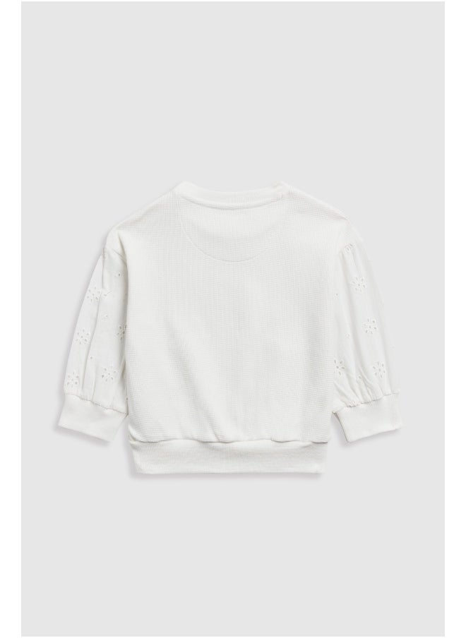 mothercare بلوزة وافل سويت مع كروشيه  - Image 2