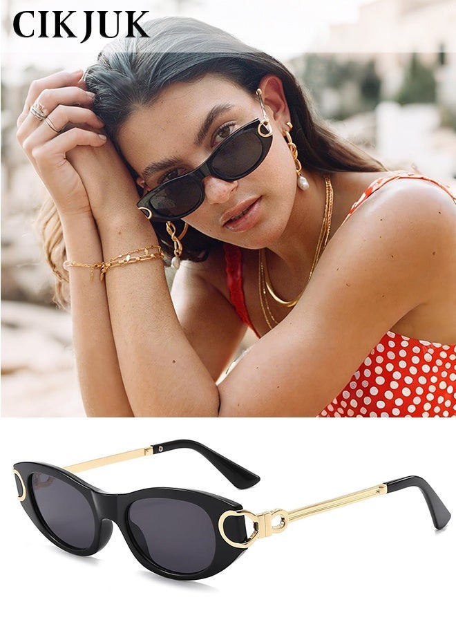 سِيكجُوك نظارات شمسية نسائية بيضاوية رجعية للرجال والنساء: نظارة ونظاره شمسيه كلاسيكية من التسعينات بيضاوية ضيقة بتصميم عين القط عصرية قديمة مع حماية من الأشعة فوق البنفسجية مثالية للسفر والحياة اليومية نضارات شمسيه رجالية ونسائيه ونساءيه ورجاليه ورجالي نضرات رجال النظارات الشمسية أسود - Image 1